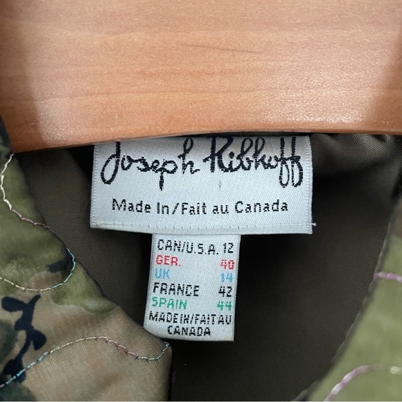 Vintage Joseph Ribkoff Green Short Jacket Coat Floral Embroidered Sequin Size 12 - Picture 9 of 10